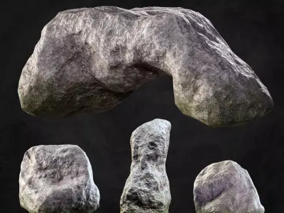 10 Low Poly Stone  3D model