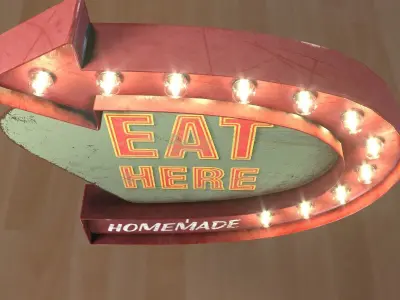 Arrow Sign EAT HERE 3D model