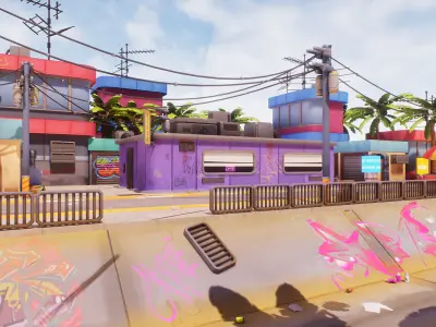 Stylized Cyberpunk 3D Animated Character and City Props Pack Low-poly 3D model