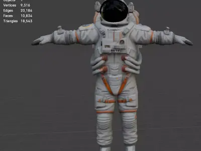 Astronaut space suit low poly Low-poly 3D model