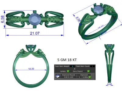 Women Ring  Render 3dm STL OBJ FBX Details 3D print model 357