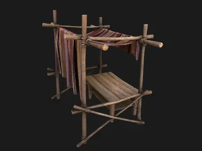 Market Stall Purple Tent Low-poly 3D model