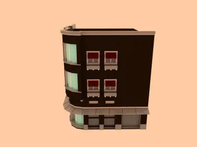 Building with windows and balconies Free low-poly 3D model