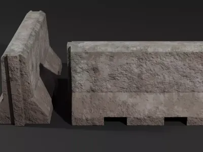Roadblock Low Poly clean and dirty - with LODS Low-poly 3D model