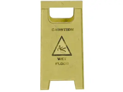 Sign Plate Caution Wet Floor Low-poly 3D model