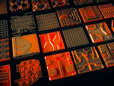 Walls - Floors - Fillers - Tubes Kitbash Set - 100 Pieces 3D model