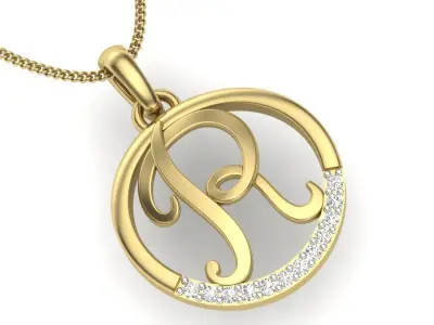 Pendant R alphabet  3D print model