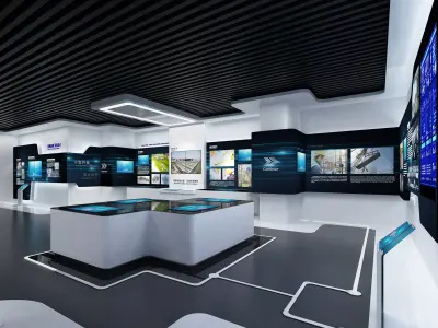 Futuristic Exhibition Interior Sci Fi Hall Low-poly 3D model order