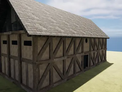 Cozy Fantasy Medieval Tavern Exterior-Interior 3D model