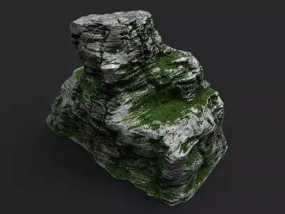 Mossy Cliff Rock 23-6 Low-poly 3D model