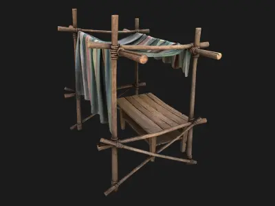 Market Stall Colored Lines Tent Low-poly 3D model