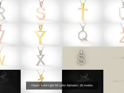 Classic Initial Light All Letter Alphabet 3D Model Pack