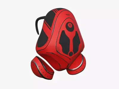SciFi Backpack H09 Red - Fashion Character Design Low-poly 3D model