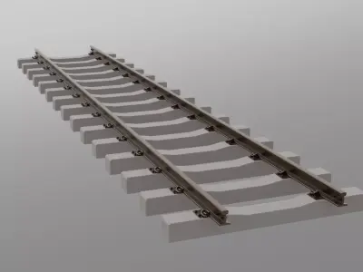 Railroad track - Railway track with concrete sleepers Low-poly 3D model