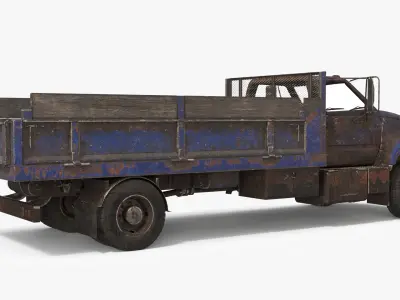  GMC TopKick Cargo Platform Truck with Wood Sides Blue Old 