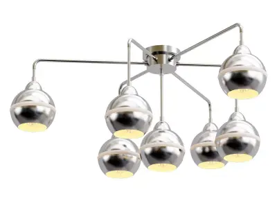 freya chrome ceiling light with six glass globes 3D model purchase