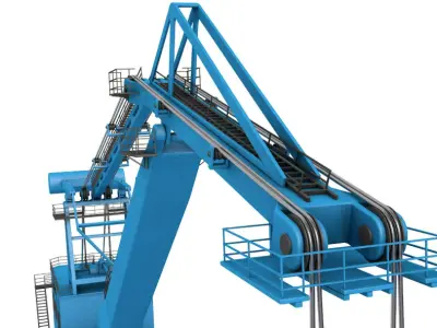 Level Luffing Port Crane 3D model