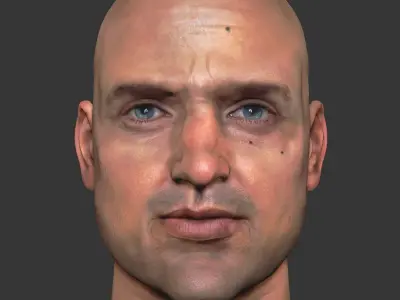 Male head PBR Realistic low poly Low-poly 3D model Low-poly 3D model