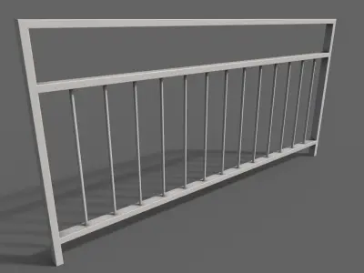 PBR Pedestrian Guard Rail White V3 Low-poly 3D model