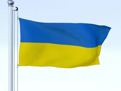 Animated Ukraine Flag Low-poly 3D model