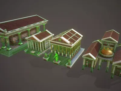 Temple Pack Low-poly 3D model