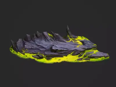 Toxic Lava Rocks Set Low-poly 3D model