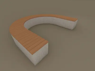 Low Poly Curved Outdoor Concrete Bench Low-poly 3D model