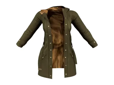 Ladies Parka Coat Low-poly 3D model