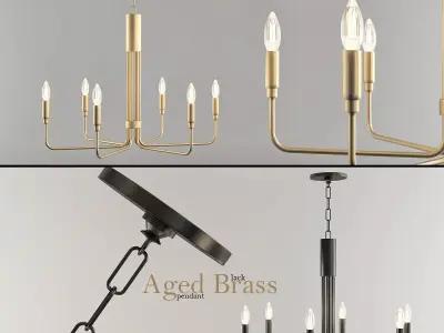 Brigitte 6 Light 25  Aged Brass Pendant 3D model