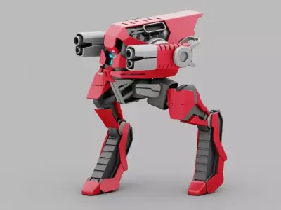 Raptor Combat Robot rigged character 3D model