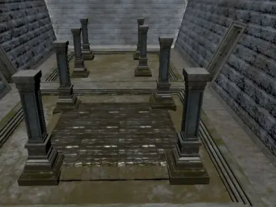 Arena underground passageway with pillars Low-poly 3D model