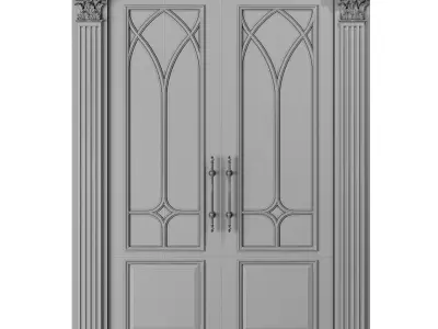 blk wood classcial door art 105 3D model
