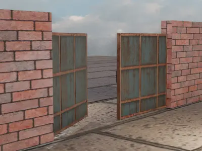 Rusty Industrial Gate  Game Ready Low Poly 3D Model Free low-poly 3D model