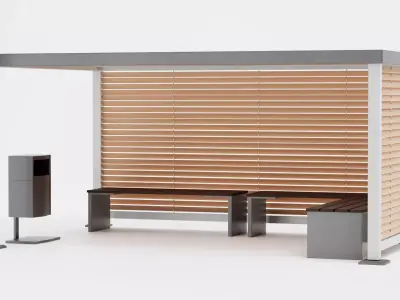 Modern Bus Stop Shelter V3 Low-poly 3D model