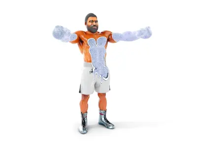 Boxer Character Rigged and Animated with Gloves and Shorts Low-poly 3D model