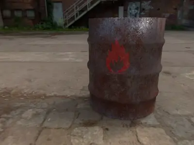 Rusty Oil barell Low-poly 3D model
