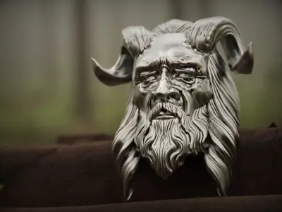 Realistic jewelry Ring Old man with Horns 3D print model