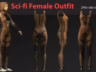 SCI-FI Outfit-CYBERPUNK-No01-MD-Clo3D-OBJ-FBX-Blender file 3D model