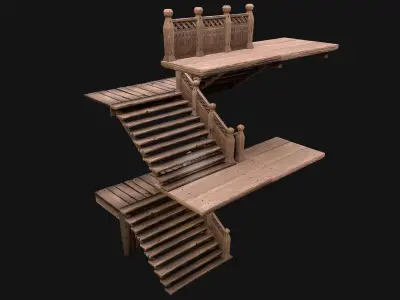 Staircase Flights of stairs Medieval Pack Low-poly 3D model