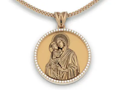 Holly Marry and Jesus pendant gold  printable 3D model 3D print model