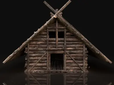 NEXT GEN AAA FANTASY MEDIEVAL VIKING WOODEN COTTAGE HOUSE HUT Low-poly 3D model