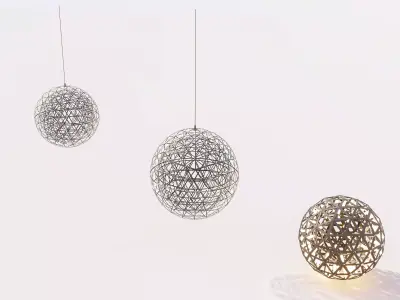 Modern Metal Mesh Pendant and Sphere Chandelier Pack 3D model