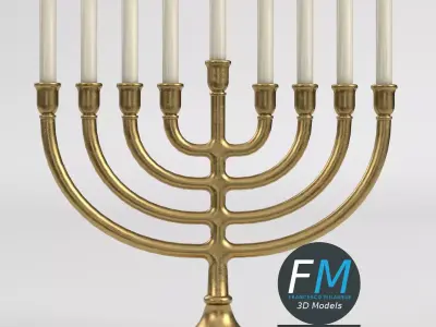 Hanukkah Menorah Candelabra 3D model