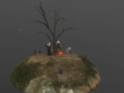 Halloween characters pack rigged animated 3D models  Low-poly 3D model