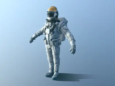 Astronaut in spacesuit Low-poly 3D model
