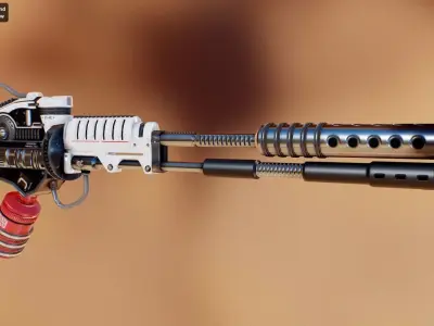 Flamethrower apocalypse weapon Low-poly 3D model