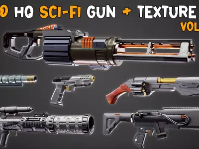 30 HQ Sci-Fi Gun with  4K Texture     Vol 02   Low-poly 3D model