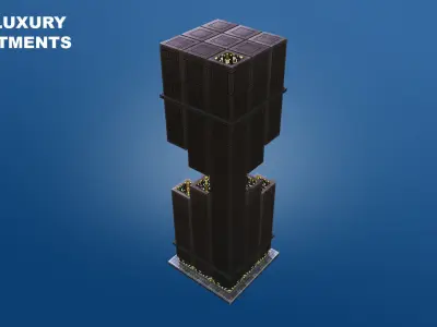 Low Poly Sci-Fi Building 9 - Slums - Pixel City 3D Asset Pack Low-poly 3D model