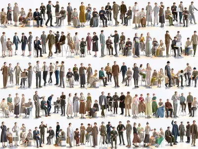 150x Posed Asian People Bundle 3D Model Pack