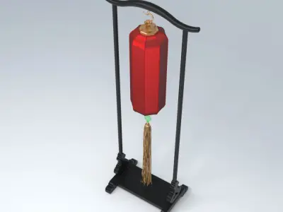 RED LANTERN FLOOR LAMP 3D model